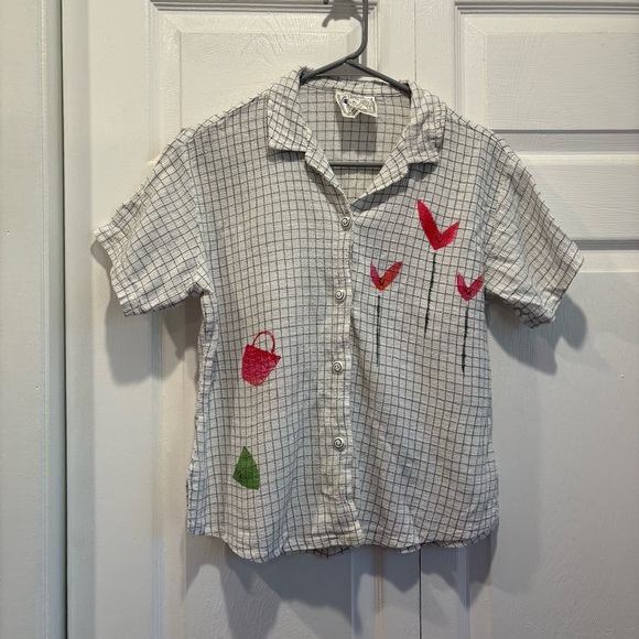 Vintage Play Alegre Hand painted Button Up Blouse - Size Small - Picture 1 of 7